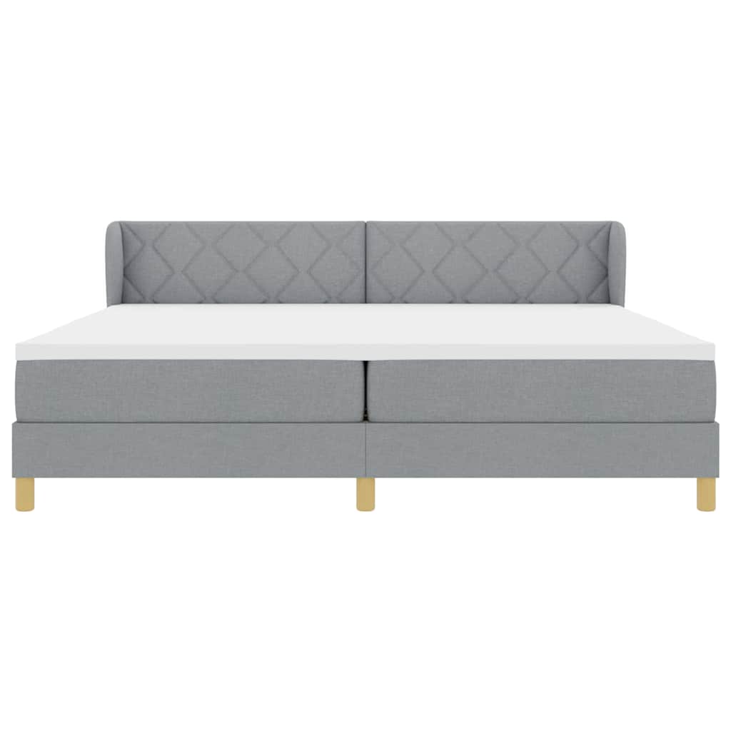 vidaXL Łóżko sprężynowe z materacem Jasnoszary 200 x 200 cm tkanina