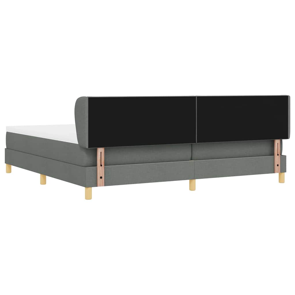 vidaXL Łóżko sprężynowe Z zagłówkiem ciemno szary 200 x 200 cm tkanina
