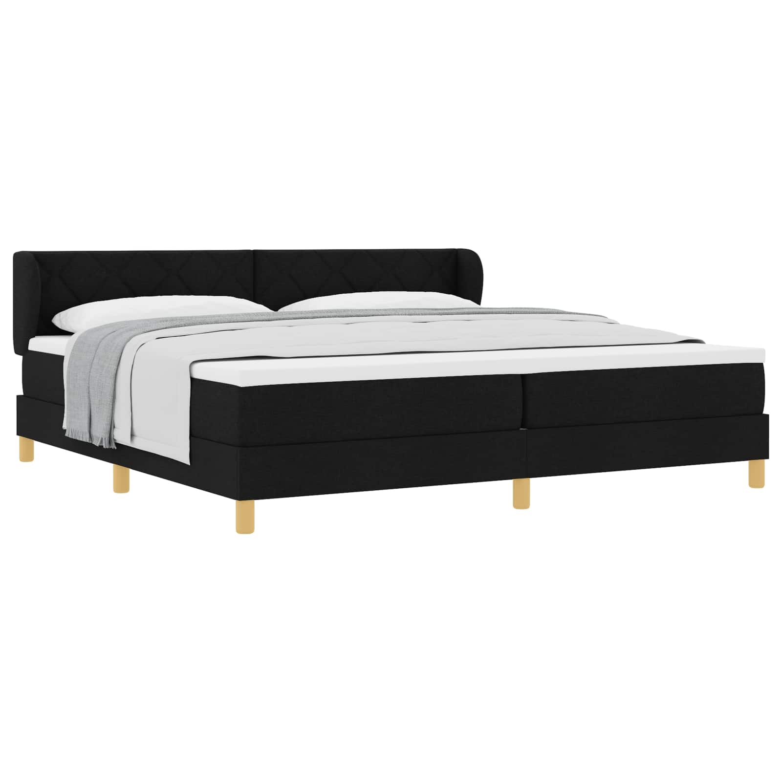vidaXL Łóżko sprężynowe z materacem Czarny 200 x 200 cm tkanina