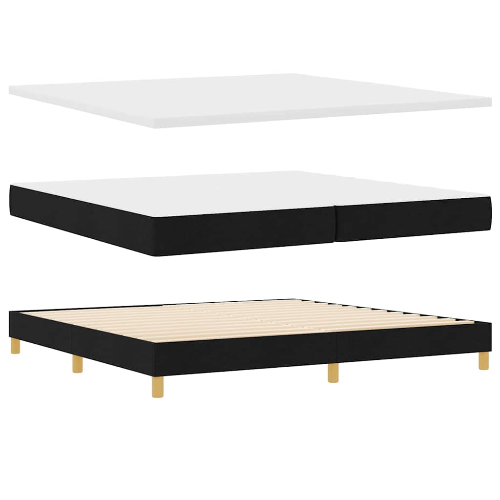 vidaXL Łóżko sprężynowe z materacem Czarny 200 x 200 cm tkanina