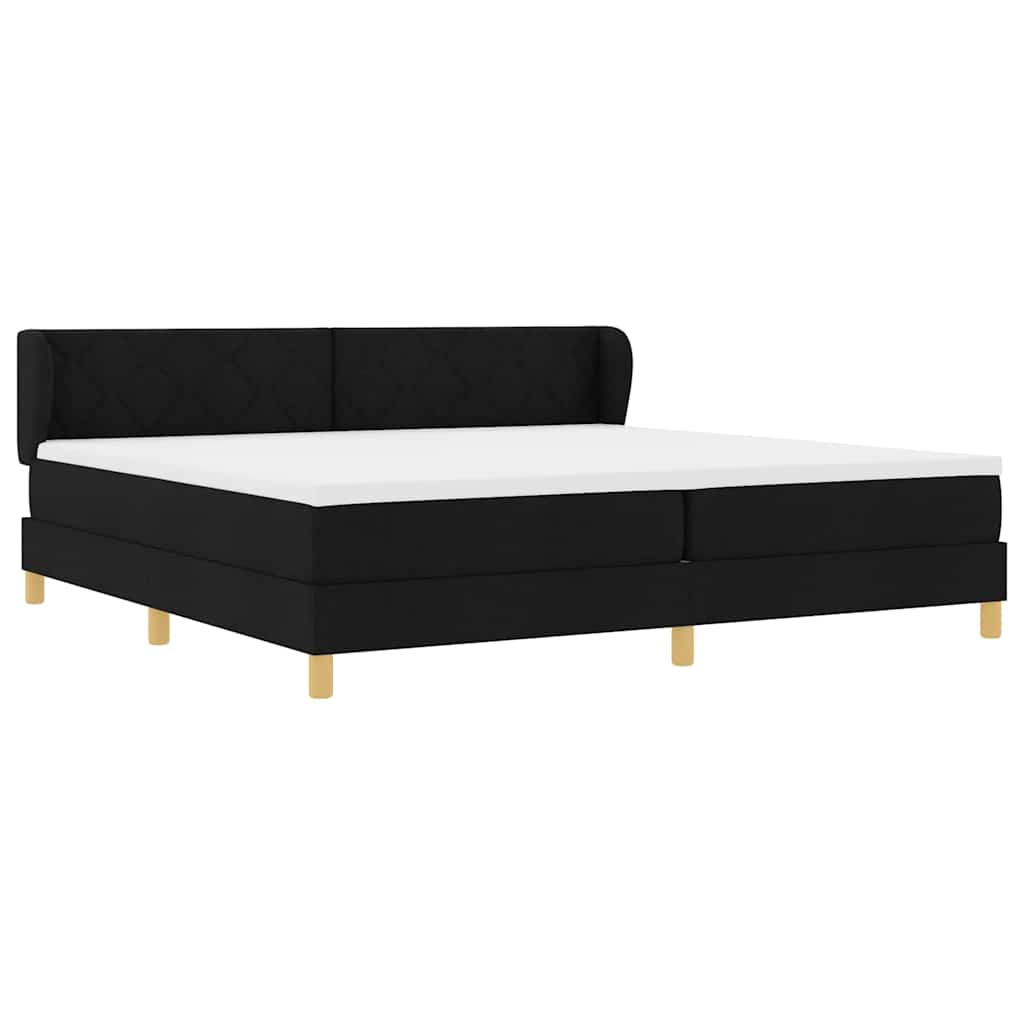 vidaXL Łóżko sprężynowe z materacem Czarny 200 x 200 cm tkanina
