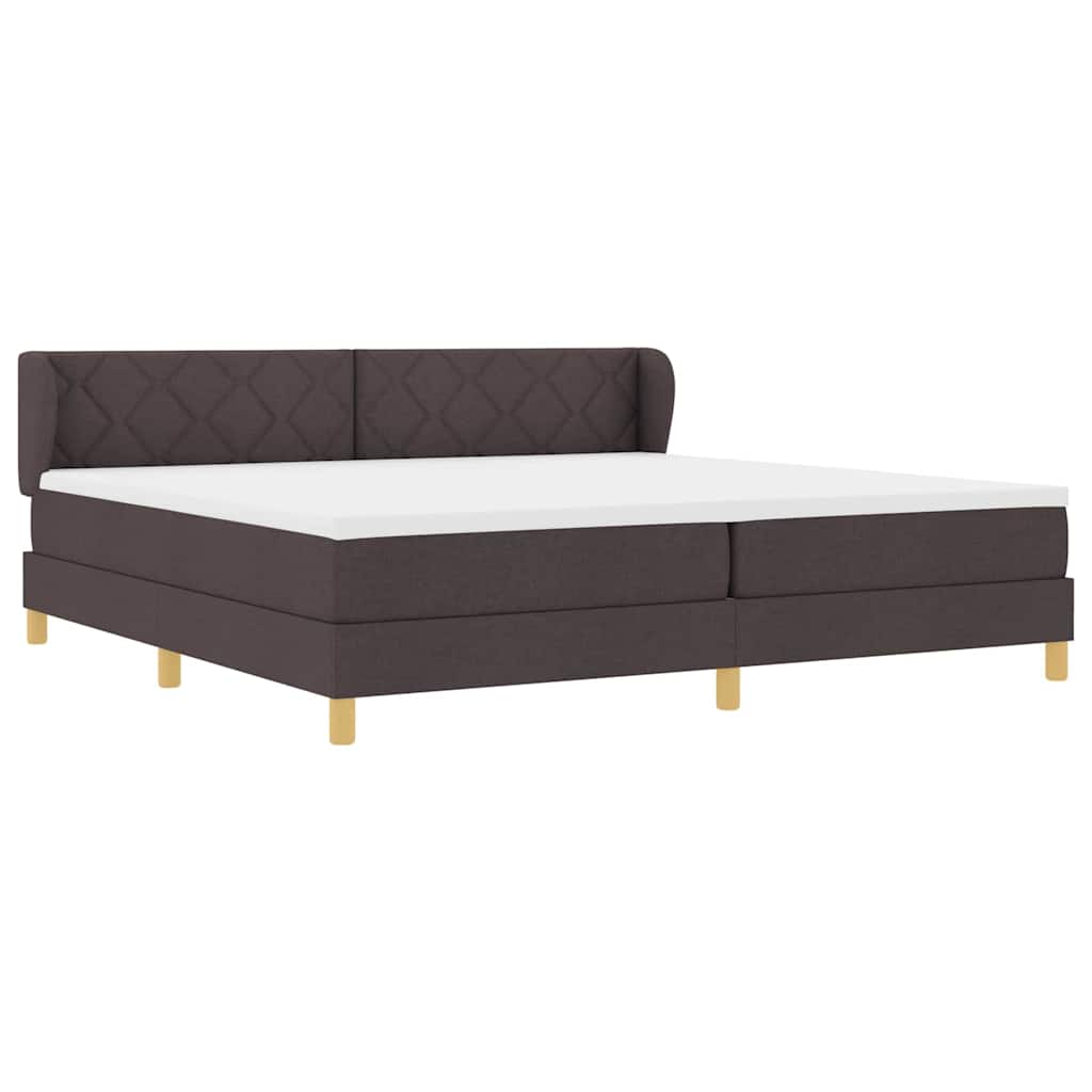 vidaXL Łóżko sprężynowe Z zagłówkiem Ciemny brąz 200 x 200 cm tkanina