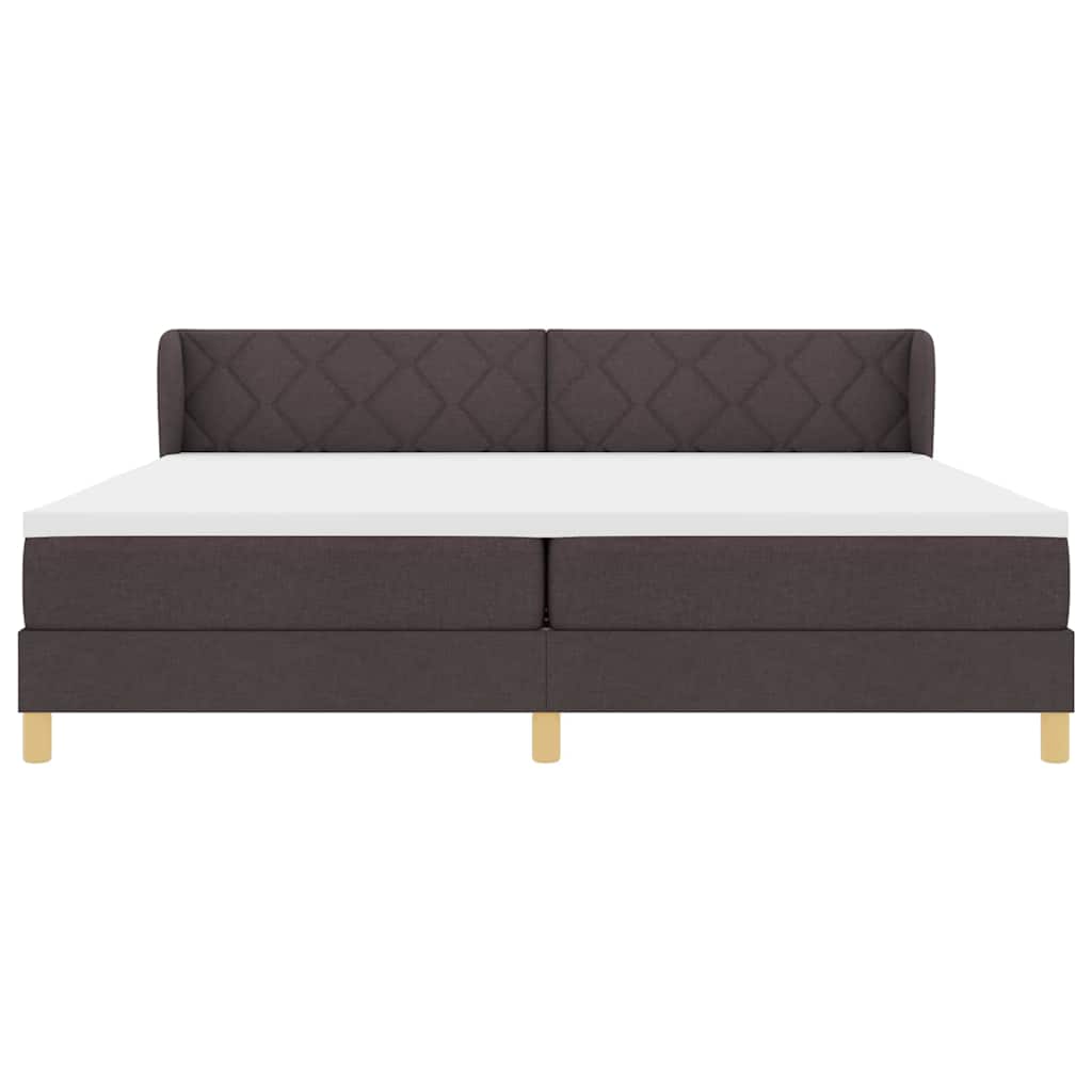 vidaXL Łóżko sprężynowe Z zagłówkiem Ciemny brąz 200 x 200 cm tkanina