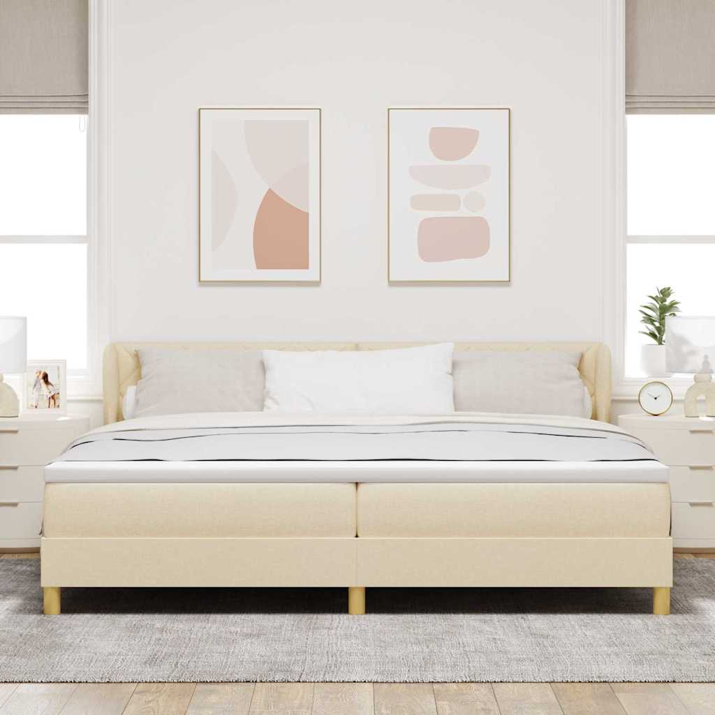 vidaXL Łóżko sprężynowe z materacem Kremowy 200 x 200 cm tkanina