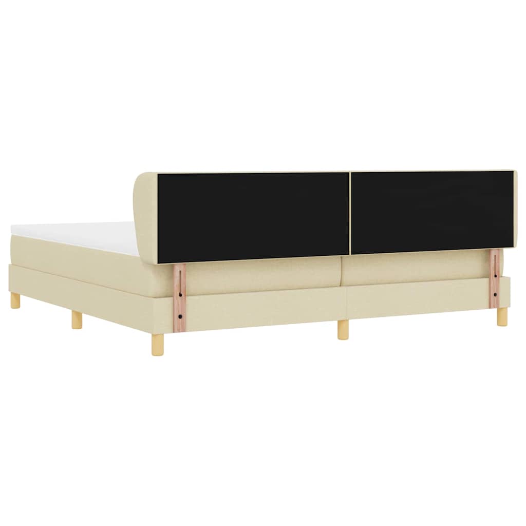 vidaXL Łóżko sprężynowe z materacem Kremowy 200 x 200 cm tkanina