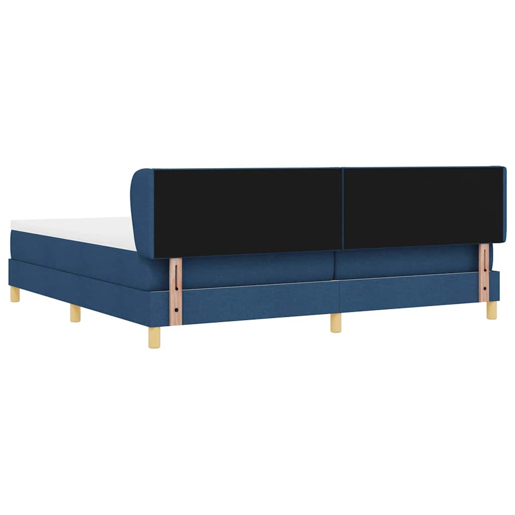vidaXL Łóżko sprężynowe z materacem Niebieski 200 x 200 cm tkanina