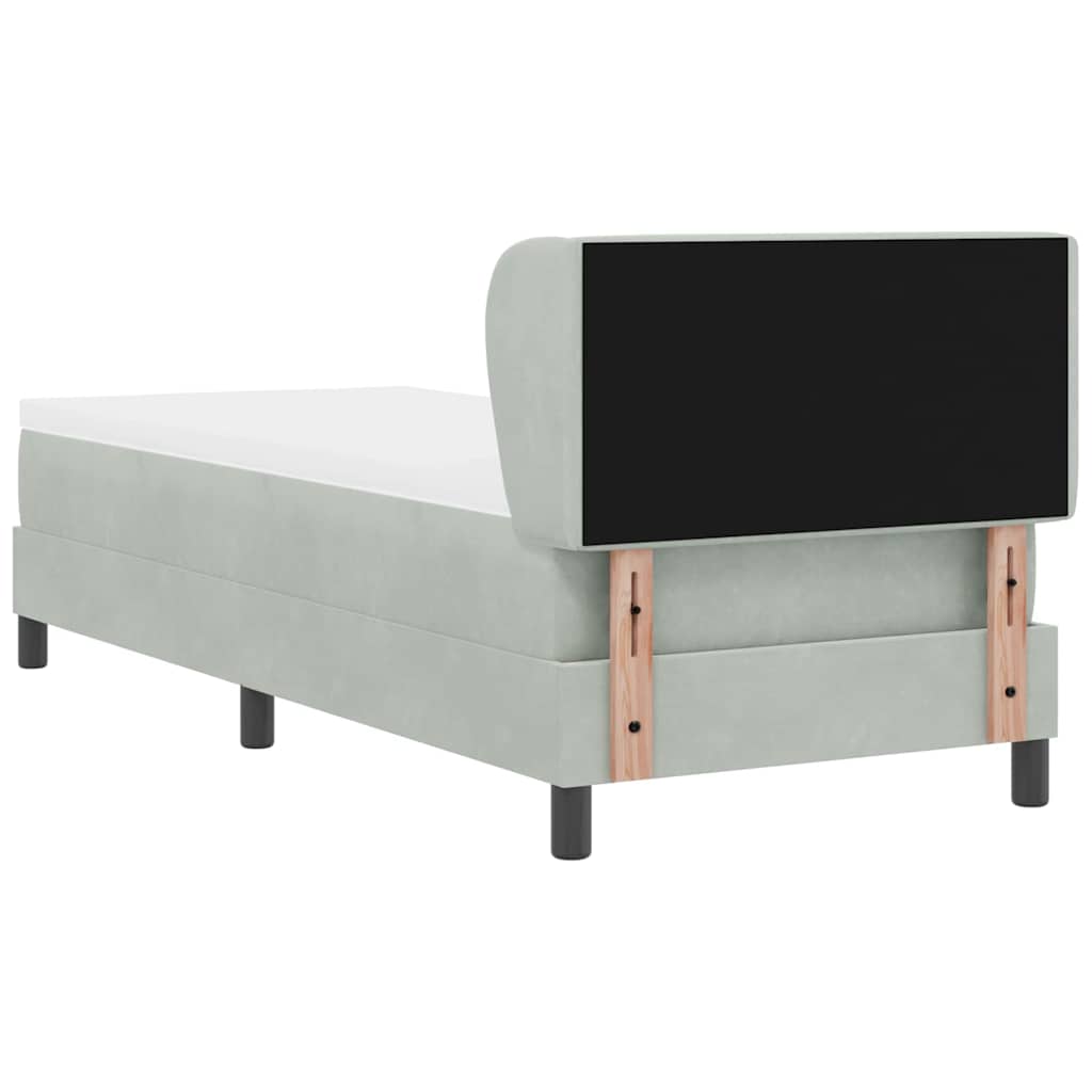 vidaXL Łóżko sprężynowe Z zagłówkiem Jasnoszary 80 x 200 cm Aksamit