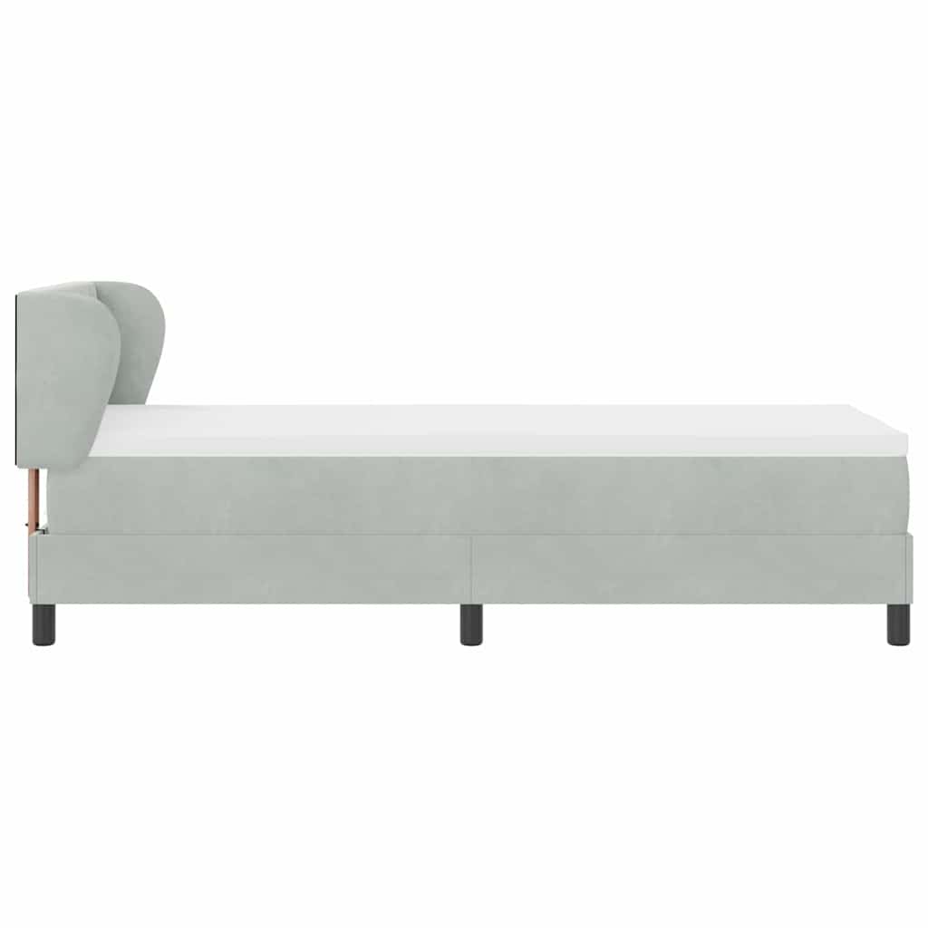 vidaXL Łóżko sprężynowe Z zagłówkiem Jasnoszary 80 x 200 cm Aksamit