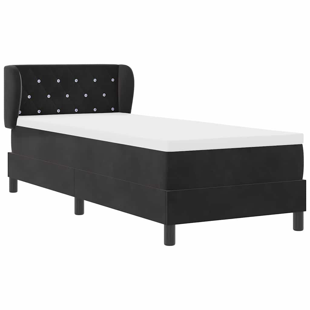vidaXL Łóżko sprężynowe Z zagłówkiem Czarny 80 x 200 cm Aksamit