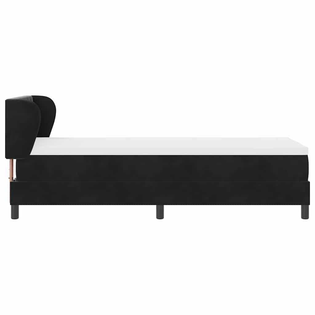 vidaXL Łóżko sprężynowe Z zagłówkiem Czarny 80 x 200 cm Aksamit