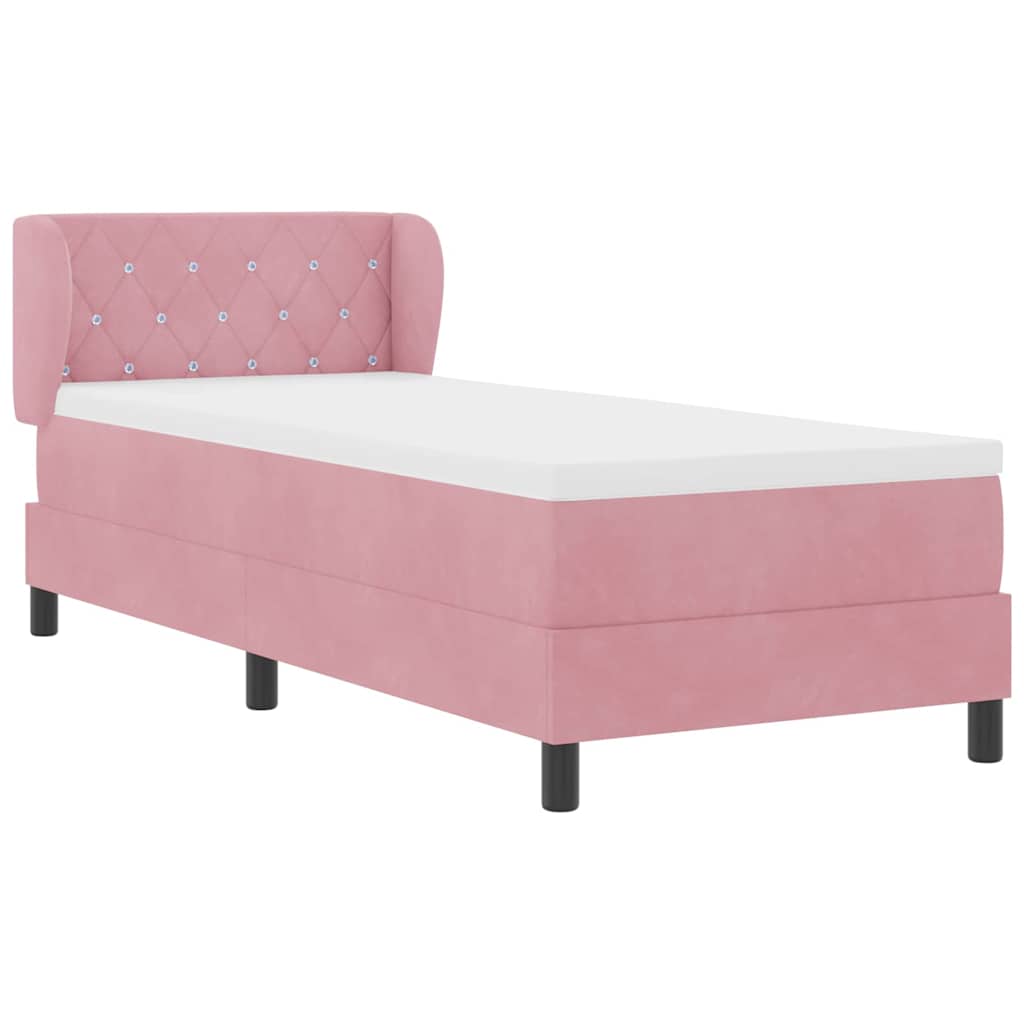 vidaXL Łóżko sprężynowe Z zagłówkiem Różowy 80 x 200 cm Aksamit