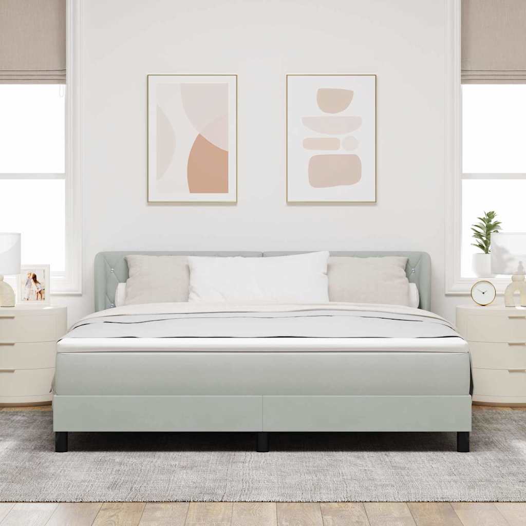 vidaXL Łóżko sprężynowe Z zagłówkiem Jasnoszary 180 x 200 cm Aksamit
