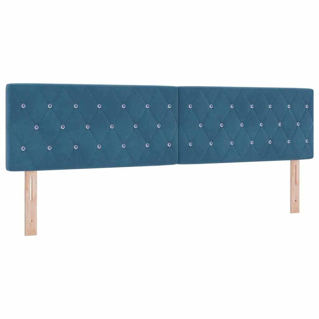 vidaXL Łóżko sprężynowe Z zagłówkiem granatowy 180 x 200 cm Aksamit