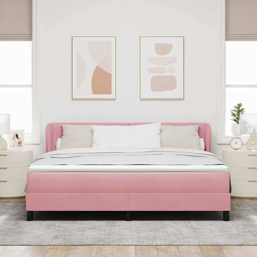 vidaXL Łóżko sprężynowe Z zagłówkiem Różowy 180 x 200 cm Aksamit