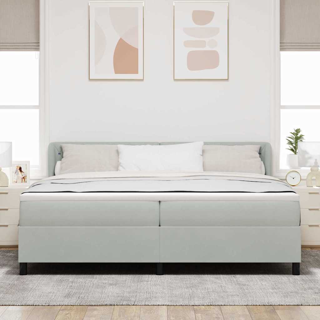 vidaXL Łóżko sprężynowe z materacem Jasnoszary 200 x 200 cm Aksamit