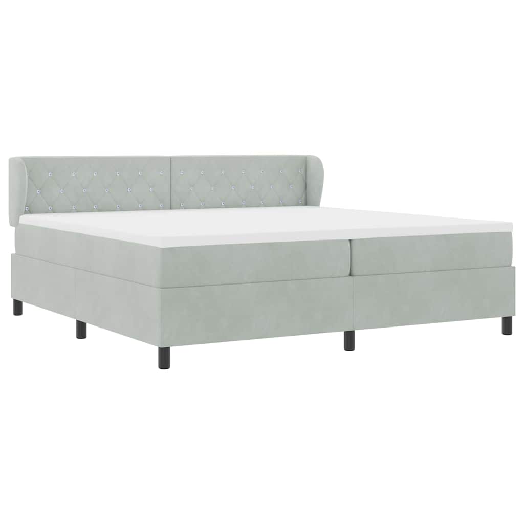 vidaXL Łóżko sprężynowe z materacem Jasnoszary 200 x 200 cm Aksamit