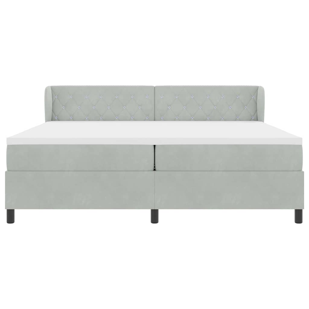 vidaXL Łóżko sprężynowe z materacem Jasnoszary 200 x 200 cm Aksamit