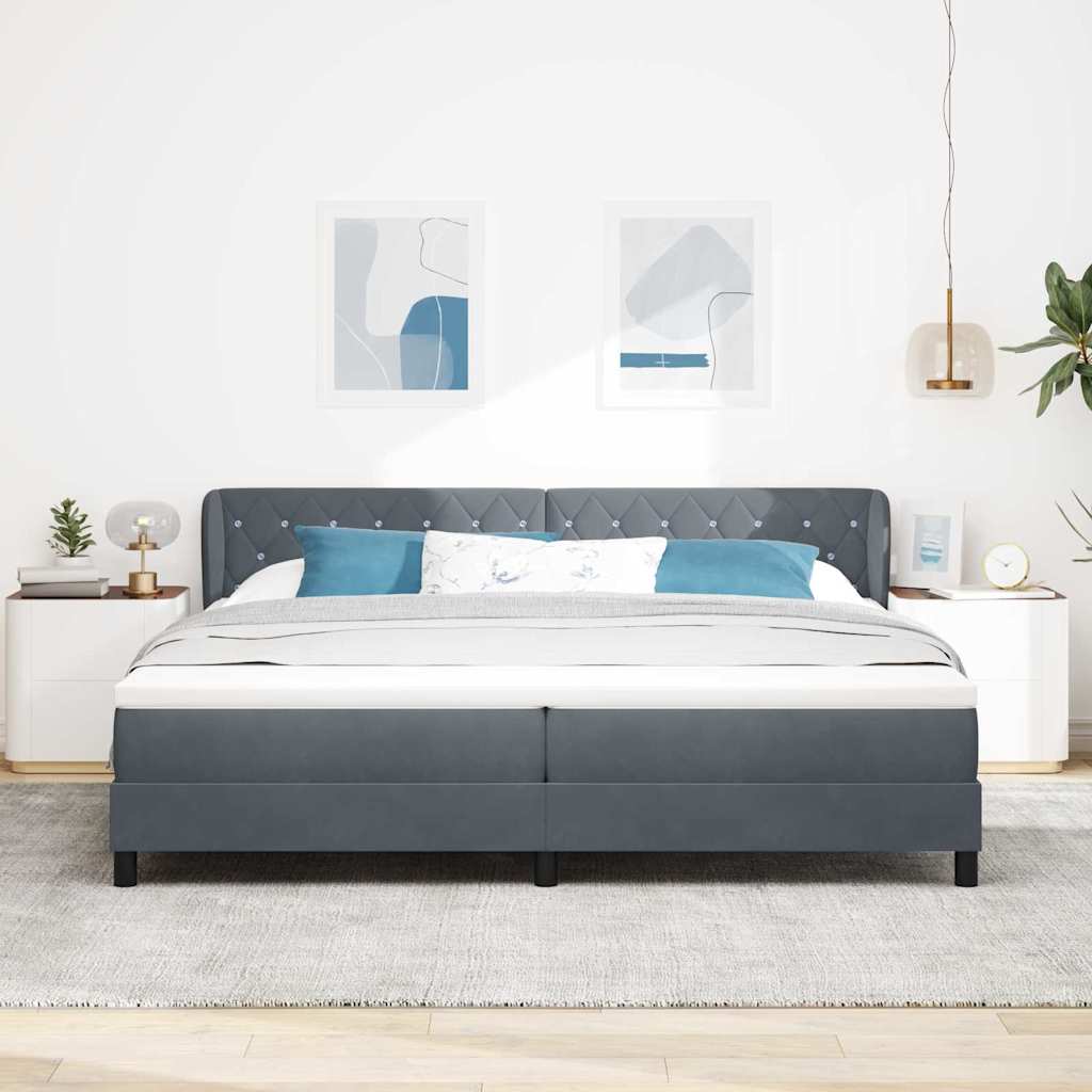 vidaXL Łóżko sprężynowe z materacem ciemno szary 200 x 200 cm Aksamit