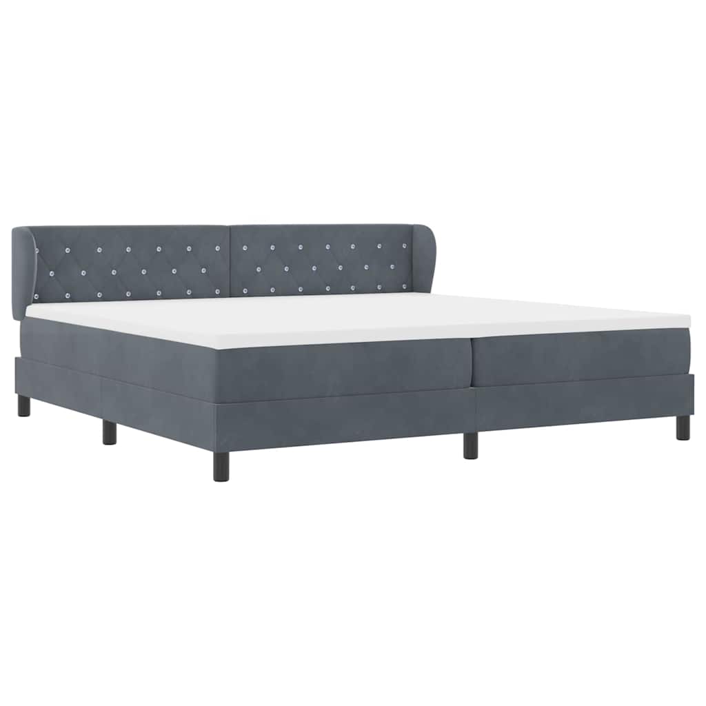 vidaXL Łóżko sprężynowe z materacem ciemno szary 200 x 200 cm Aksamit