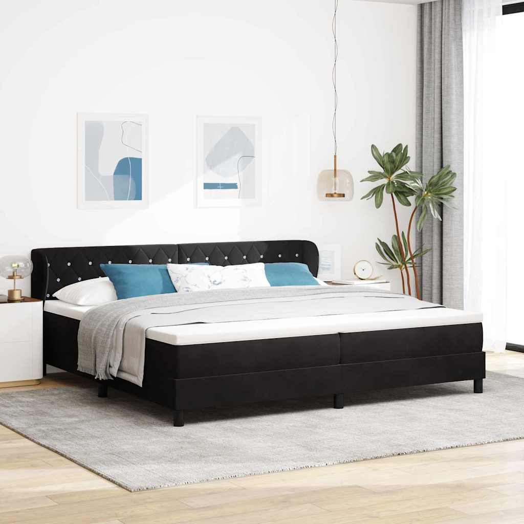 vidaXL Łóżko sprężynowe z materacem Czarny 200 x 200 cm Aksamit