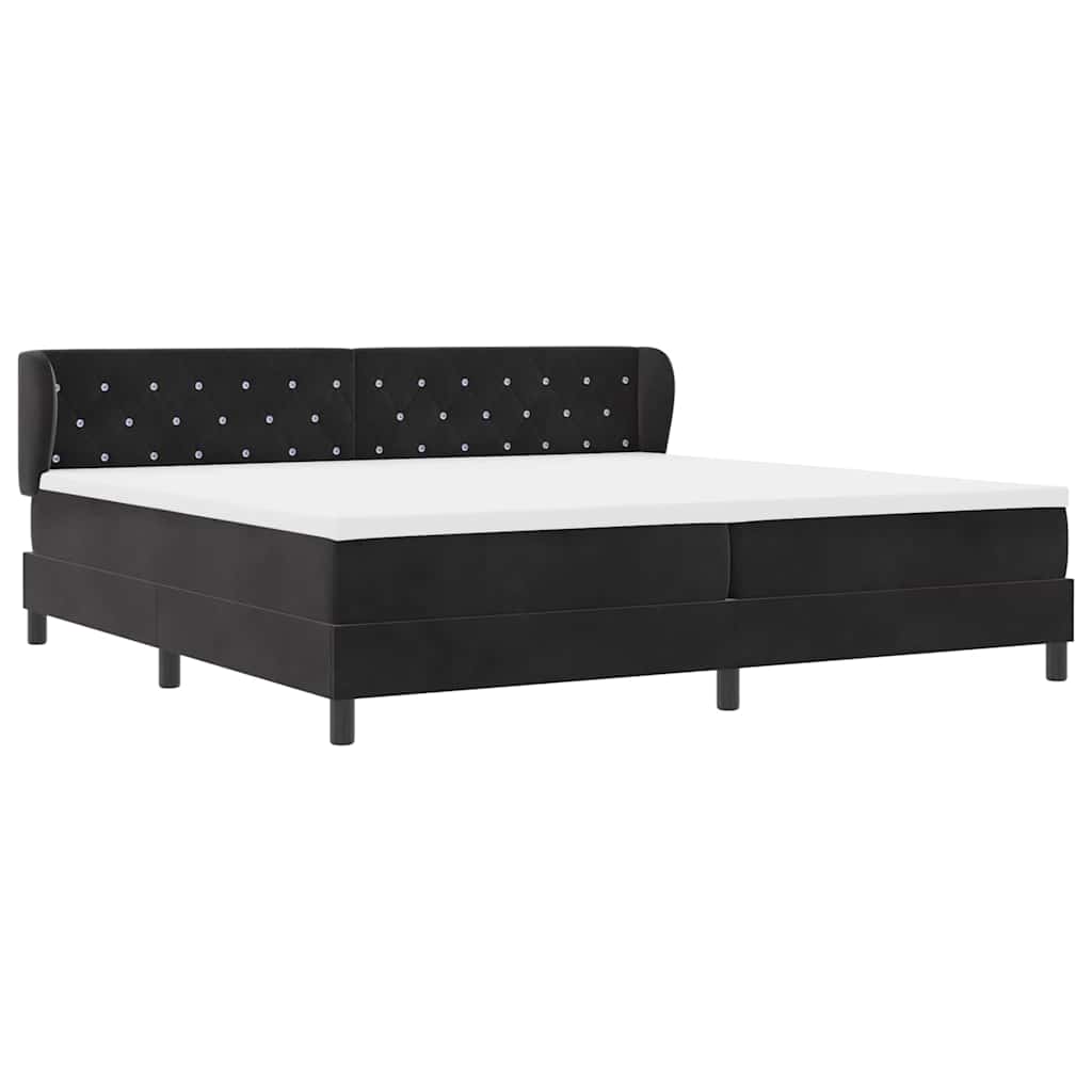 vidaXL Łóżko sprężynowe z materacem Czarny 200 x 200 cm Aksamit