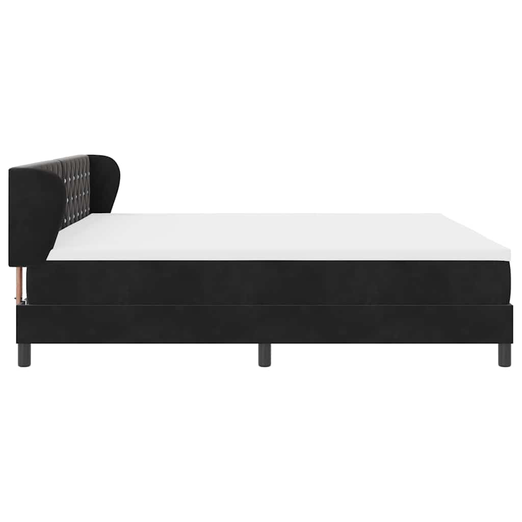 vidaXL Łóżko sprężynowe z materacem Czarny 200 x 200 cm Aksamit