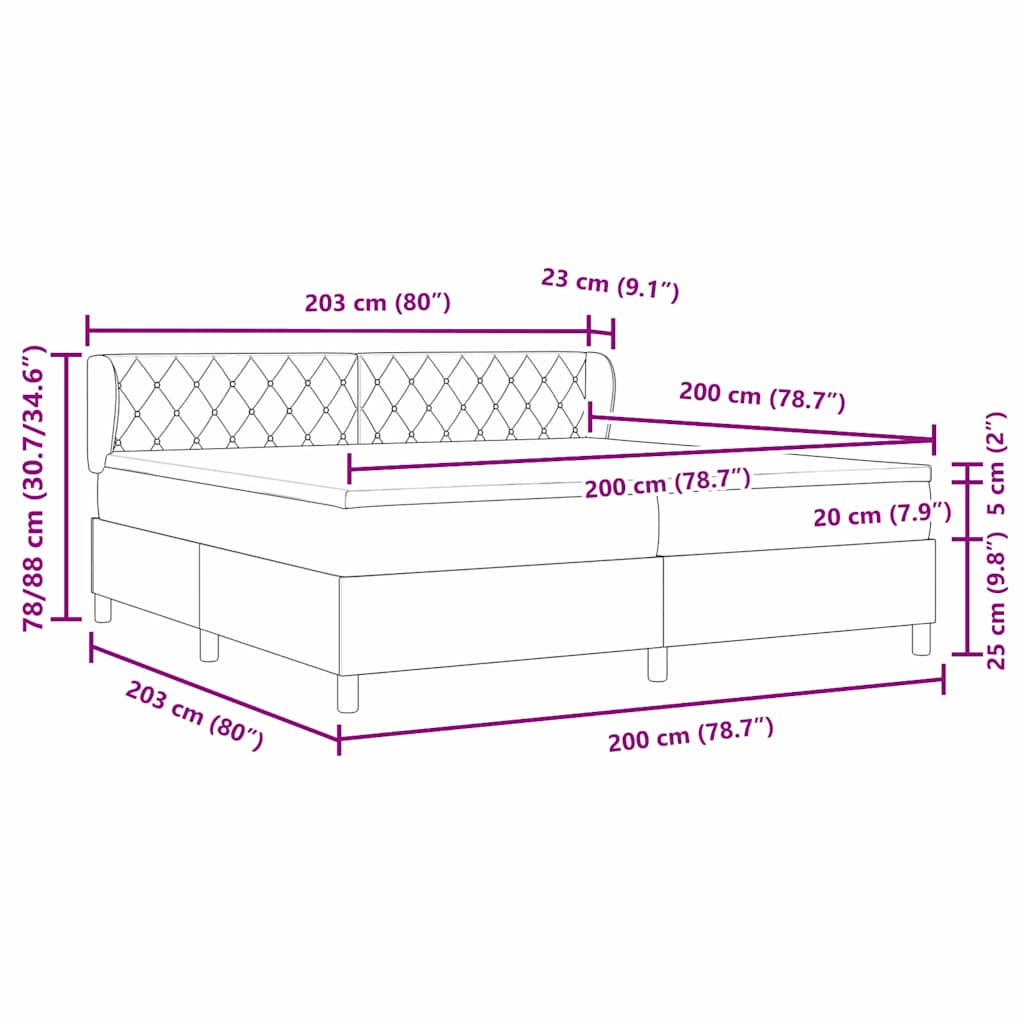 vidaXL Łóżko sprężynowe z materacem Czarny 200 x 200 cm Aksamit