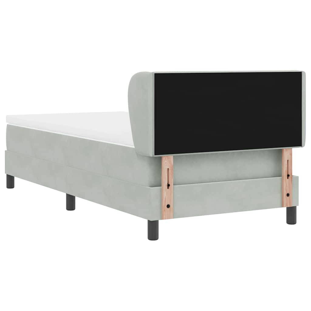 vidaXL Łóżko sprężynowe Z zagłówkiem Jasnoszary 80 x 200 cm Aksamit