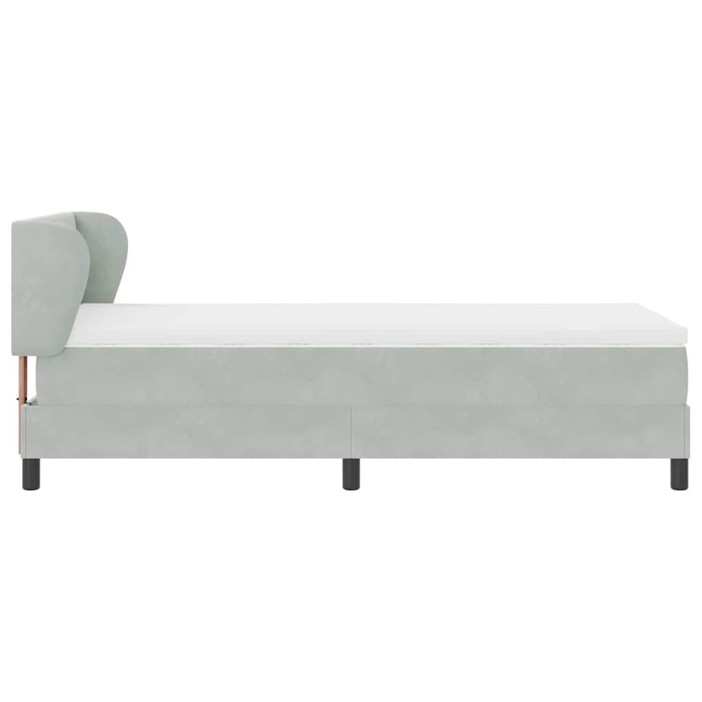 vidaXL Łóżko sprężynowe Z zagłówkiem Jasnoszary 80 x 200 cm Aksamit