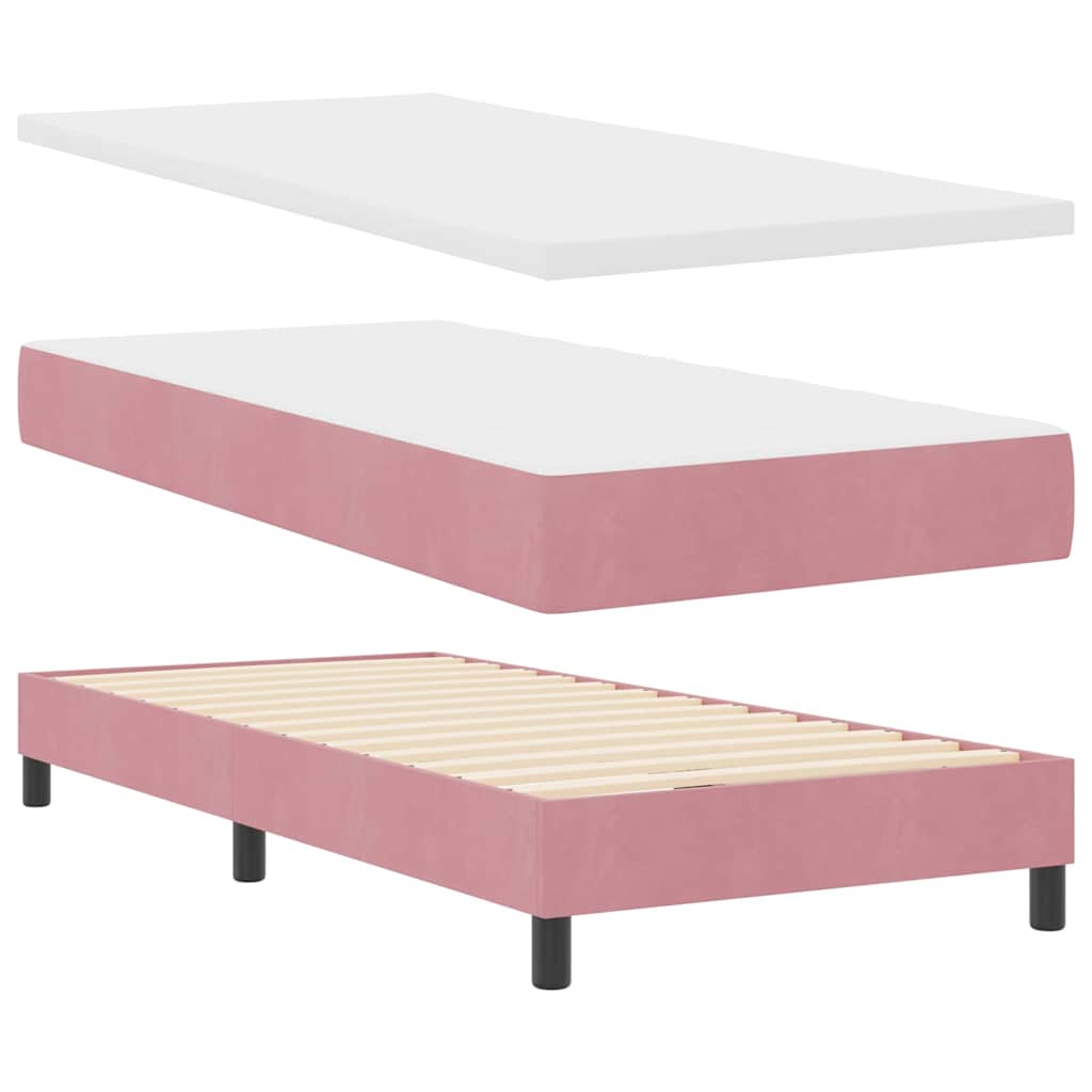 vidaXL Łóżko sprężynowe Z zagłówkiem Różowy 80 x 200 cm Aksamit