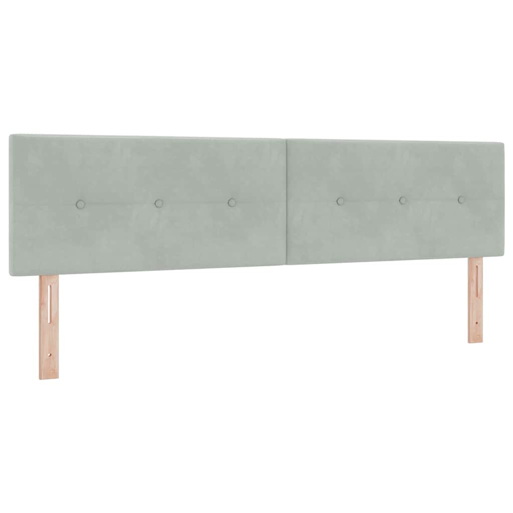vidaXL Łóżko sprężynowe Z zagłówkiem Jasnoszary 180 x 200 cm Aksamit