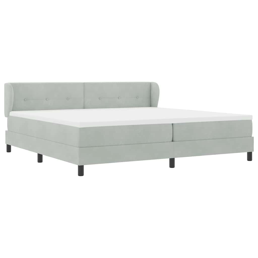 vidaXL Łóżko sprężynowe z materacem Jasnoszary 200 x 200 cm Aksamit