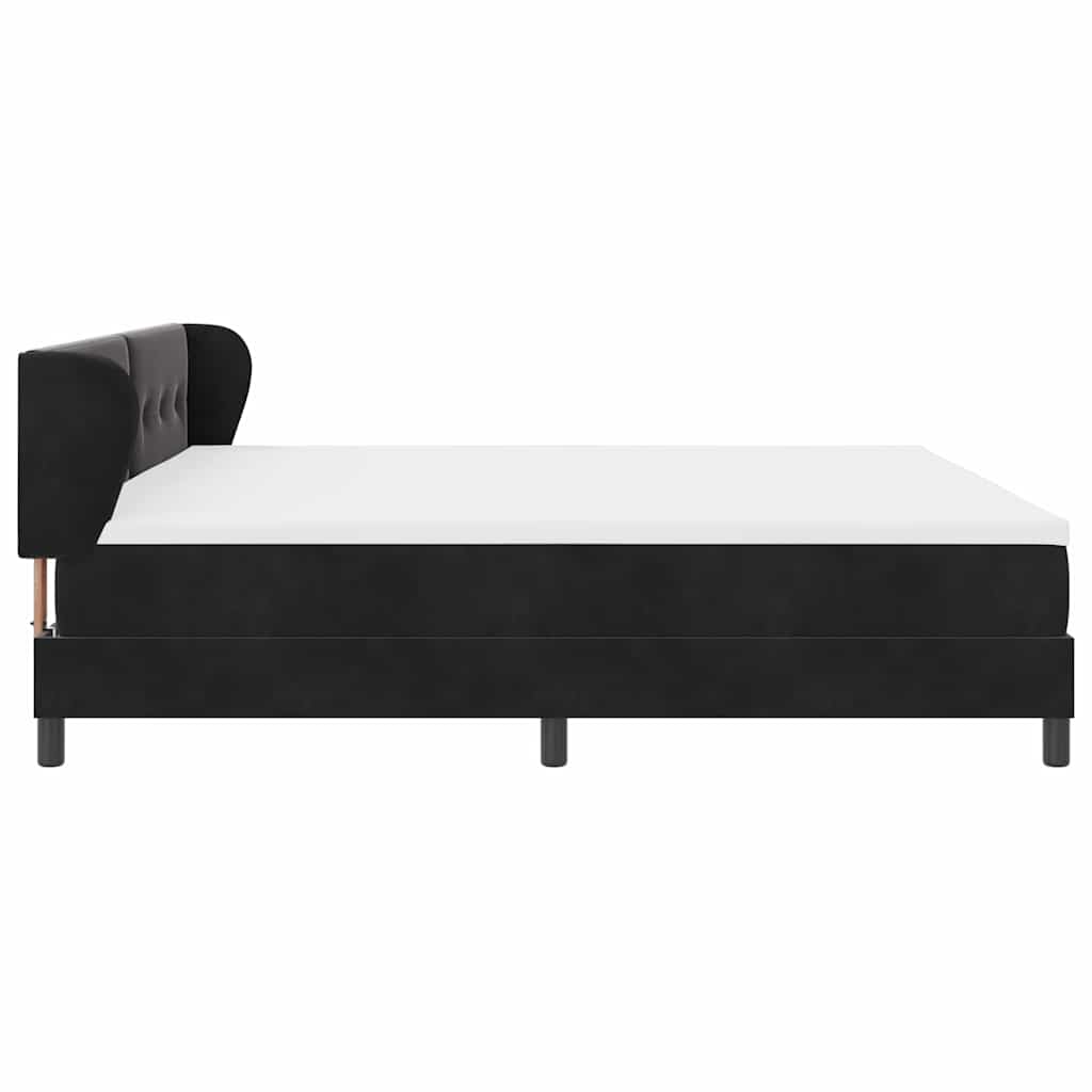 vidaXL Łóżko sprężynowe z materacem Czarny 200 x 200 cm Aksamit
