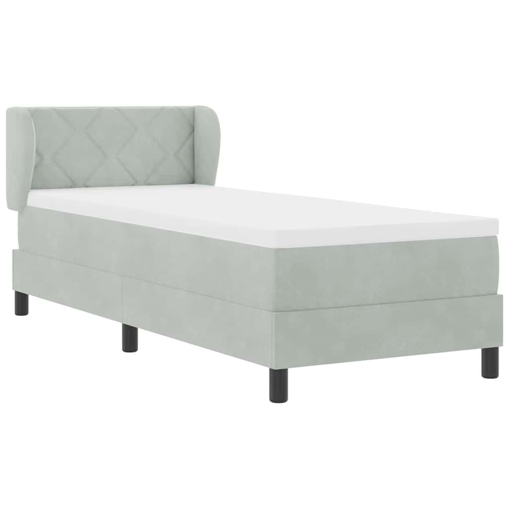 vidaXL Łóżko sprężynowe Z zagłówkiem Jasnoszary 80 x 200 cm Aksamit