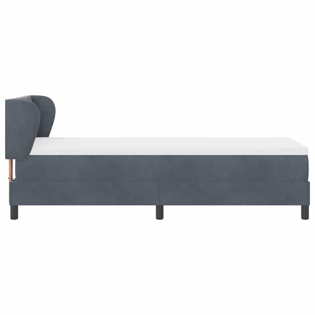vidaXL Łóżko sprężynowe Z zagłówkiem ciemno szary 80 x 200 cm Aksamit