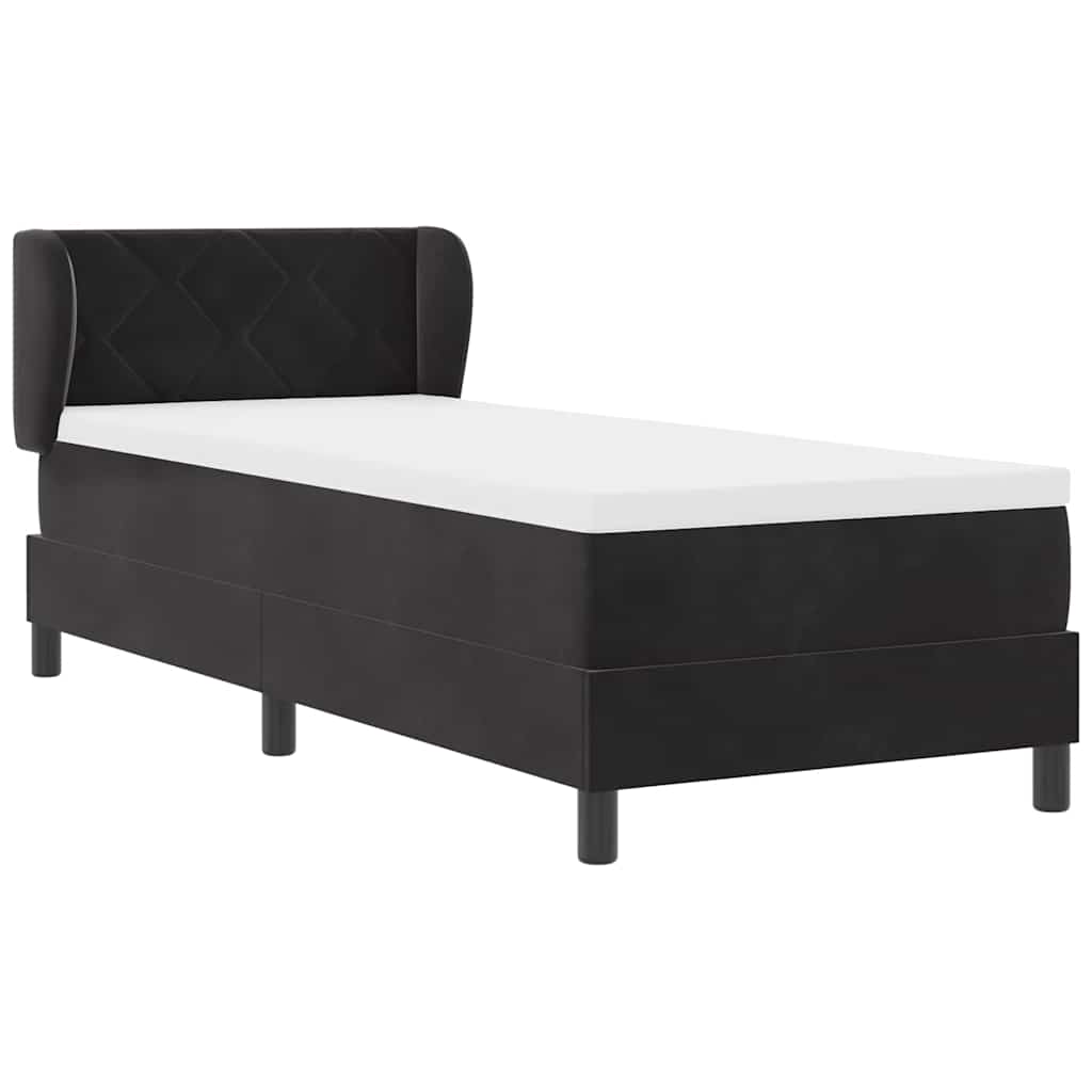 vidaXL Łóżko sprężynowe Z zagłówkiem Czarny 80 x 200 cm Aksamit