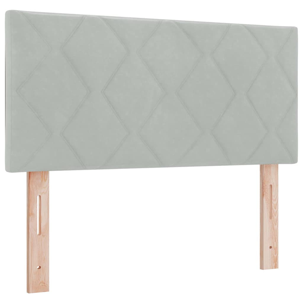 vidaXL Łóżko sprężynowe Z zagłówkiem Jasnoszary 100 x 200 cm Aksamit