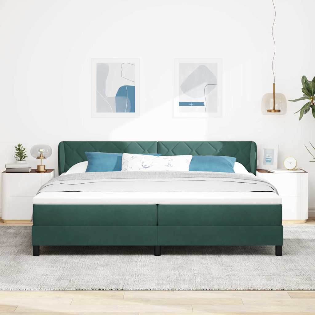 vidaXL Łóżko sprężynowe Ciemnozielony 200 x 200 cm Aksamit