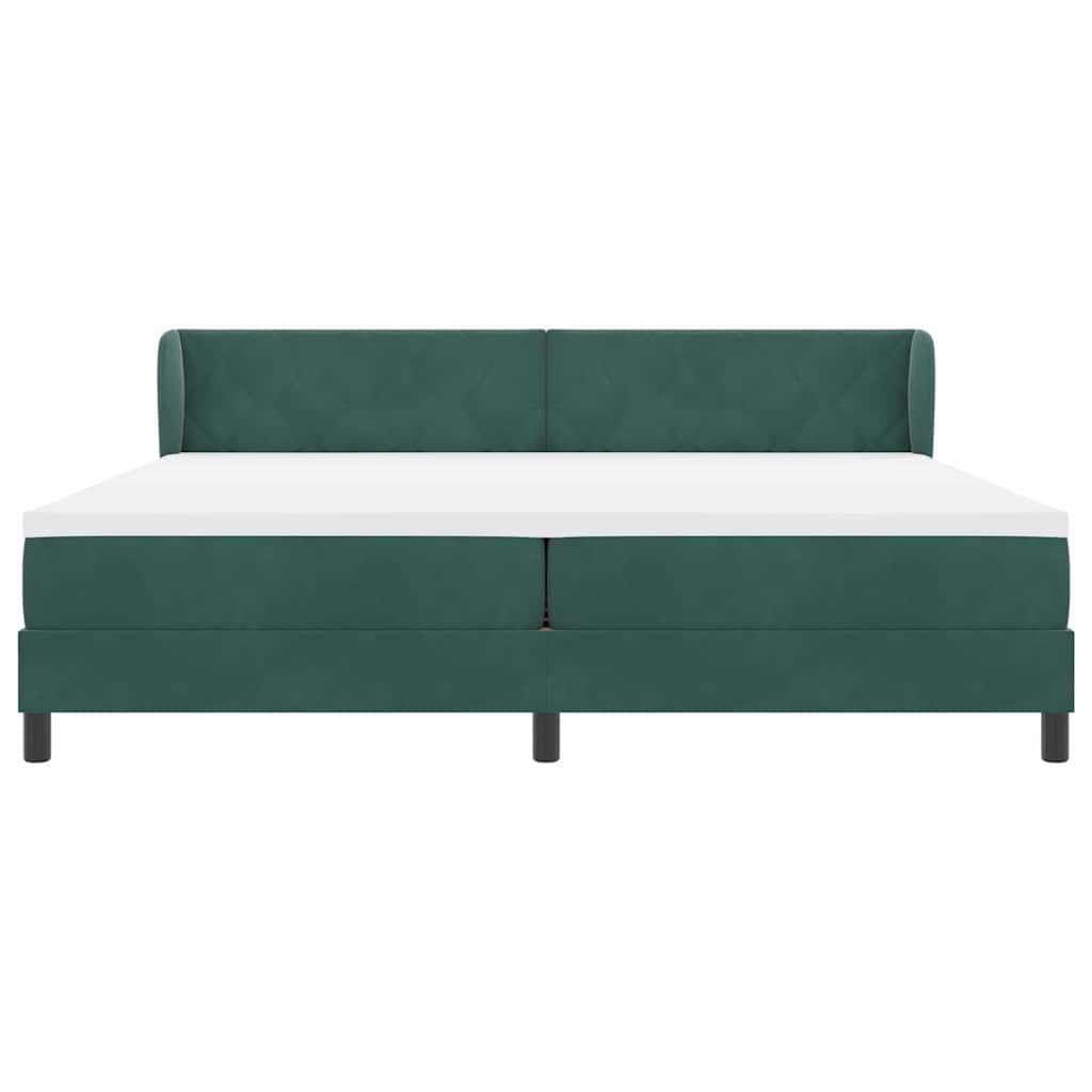 vidaXL Łóżko sprężynowe Ciemnozielony 200 x 200 cm Aksamit