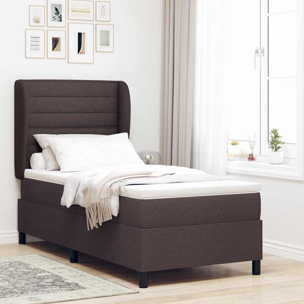 vidaXL Łóżko sprężynowe z materacem ciemnobrązowy 80 x 200 cm tkanina