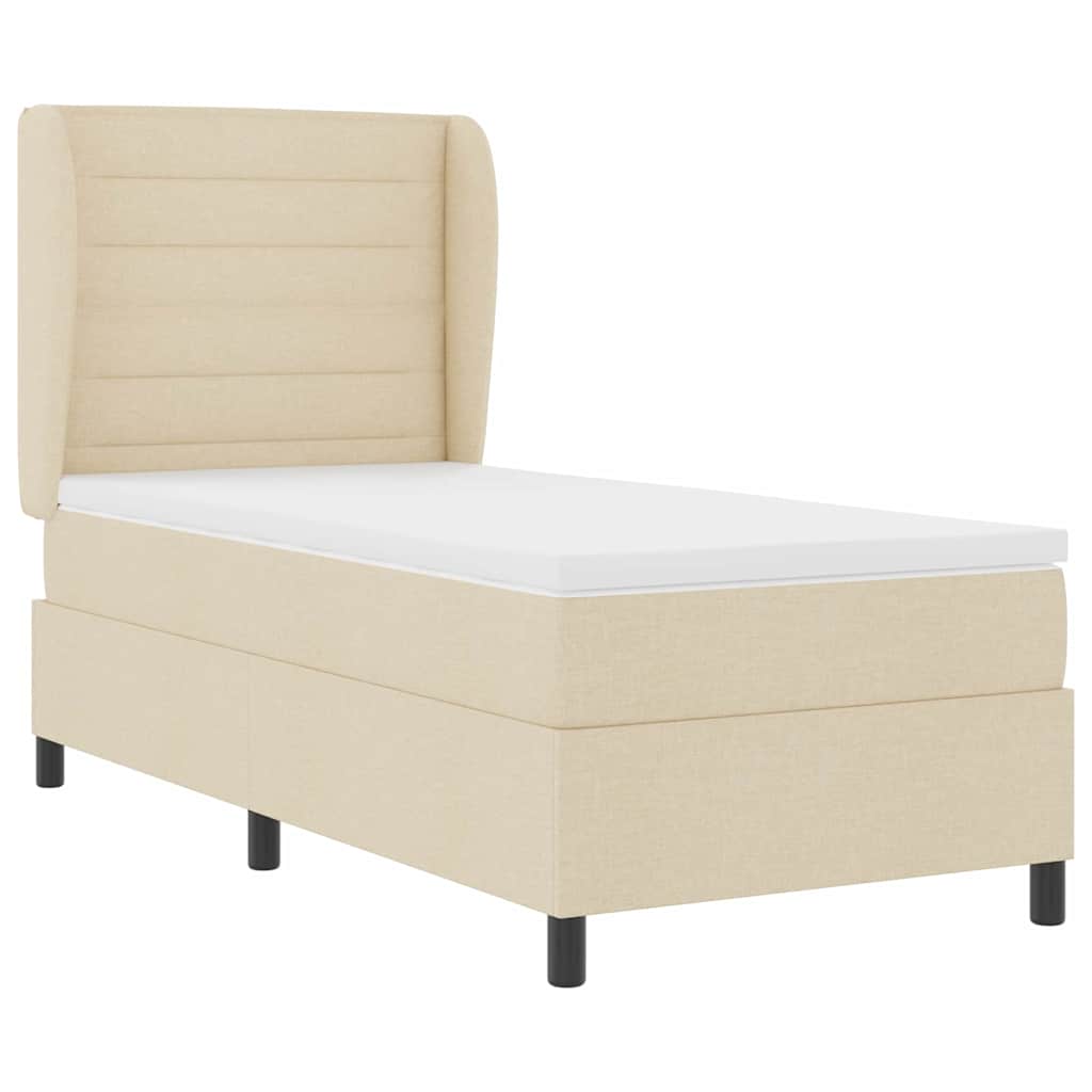 vidaXL Łóżko sprężynowe z materacem Kremowy 80 x 200 cm tkanina
