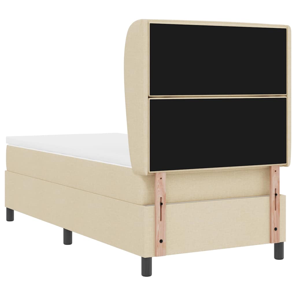 vidaXL Łóżko sprężynowe z materacem Kremowy 80 x 200 cm tkanina