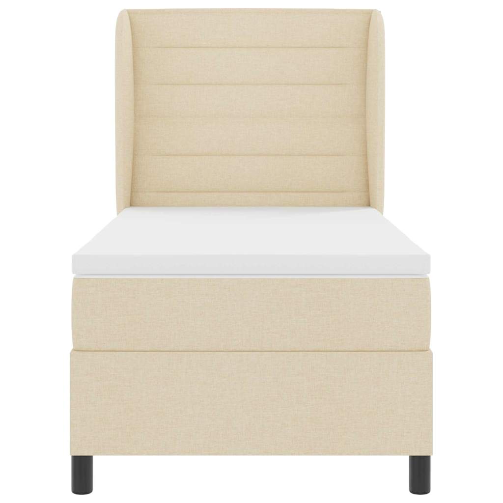 vidaXL Łóżko sprężynowe z materacem Kremowy 80 x 200 cm tkanina
