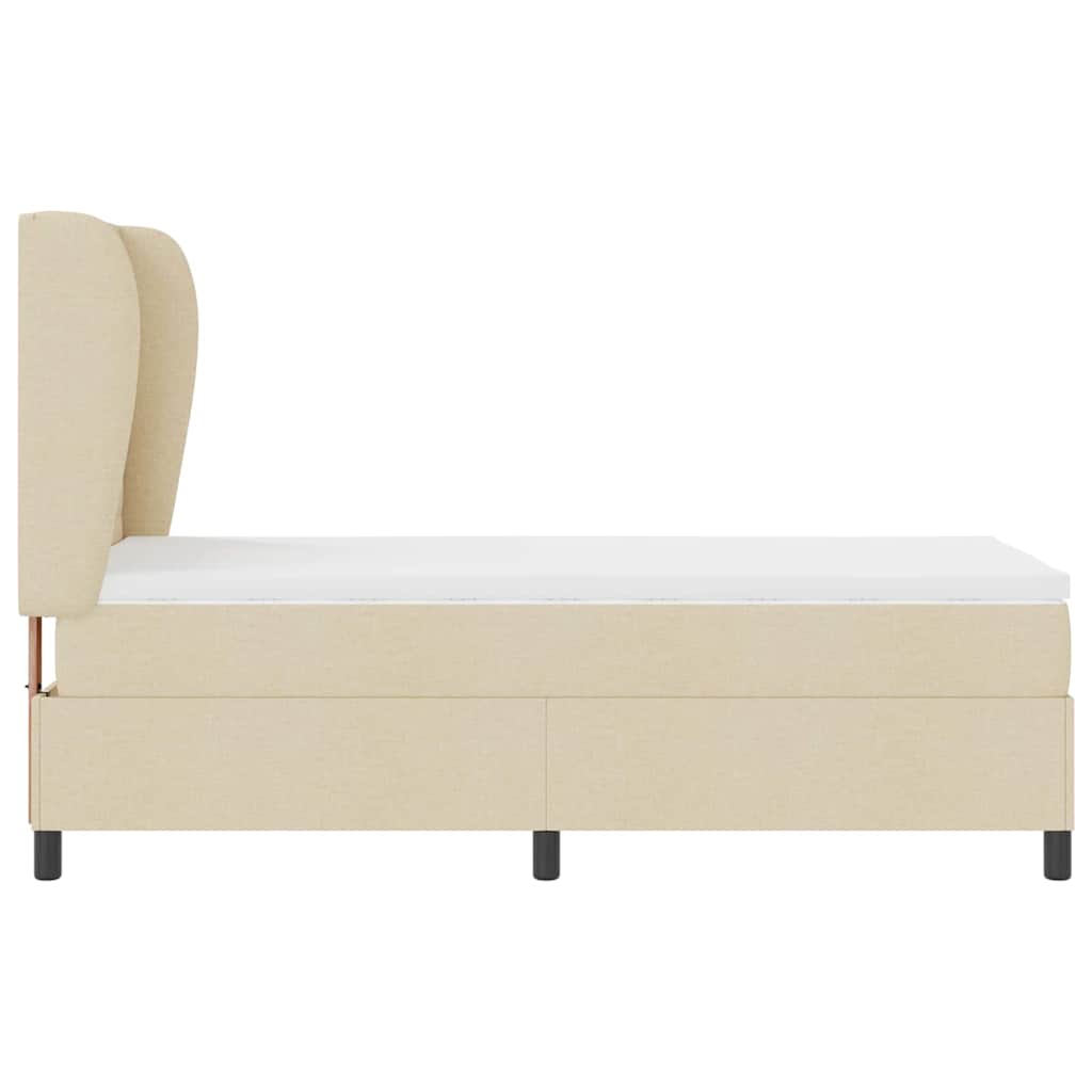 vidaXL Łóżko sprężynowe z materacem Kremowy 80 x 200 cm tkanina