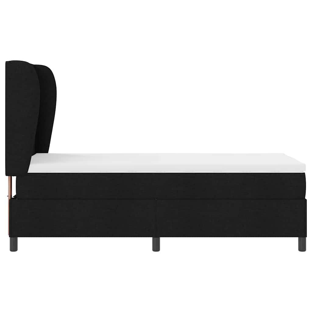 vidaXL Łóżko sprężynowe z materacem Czarny 90 x 190 cm tkanina