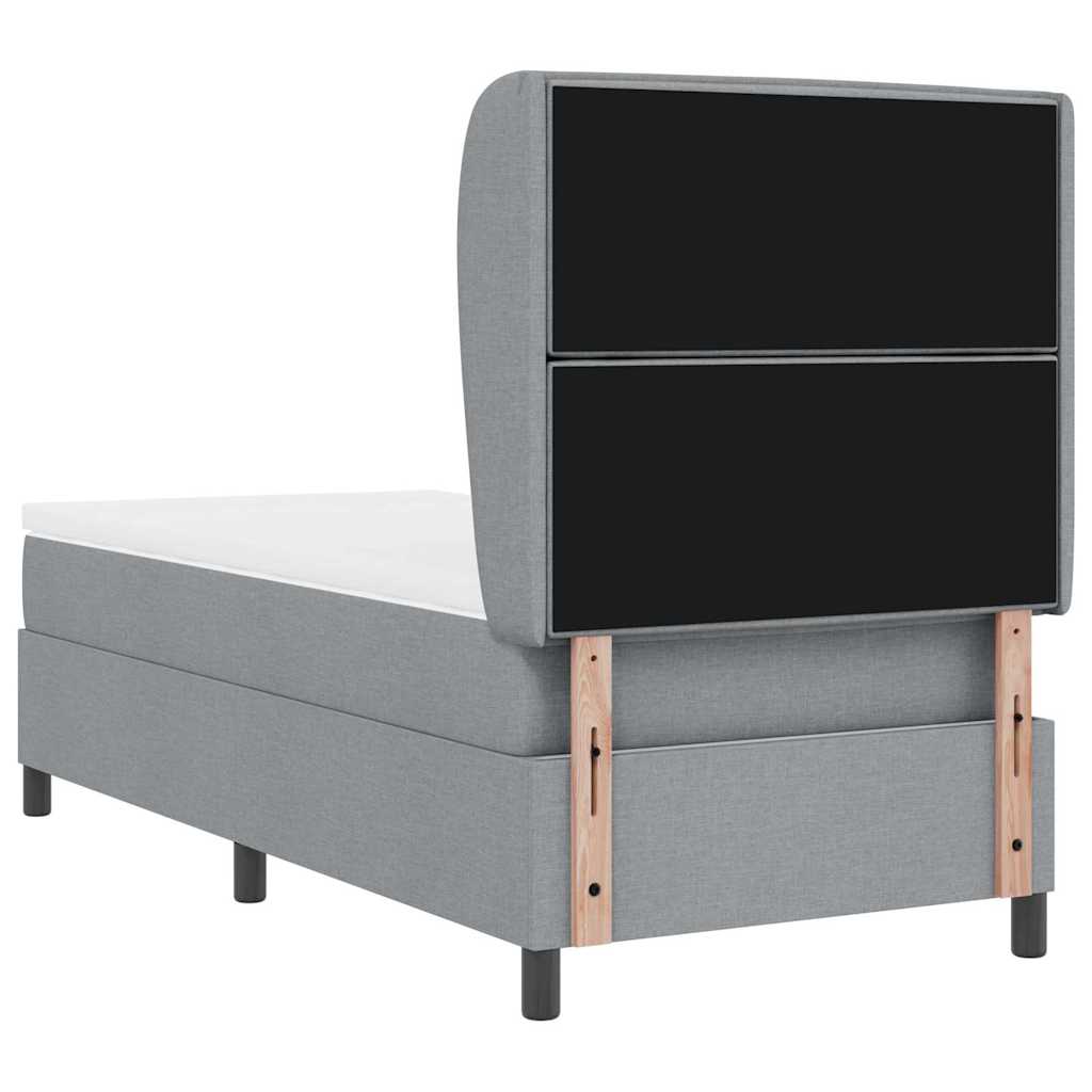 vidaXL Łóżko sprężynowe z materacem Jasnoszary 90 x 200 cm tkanina