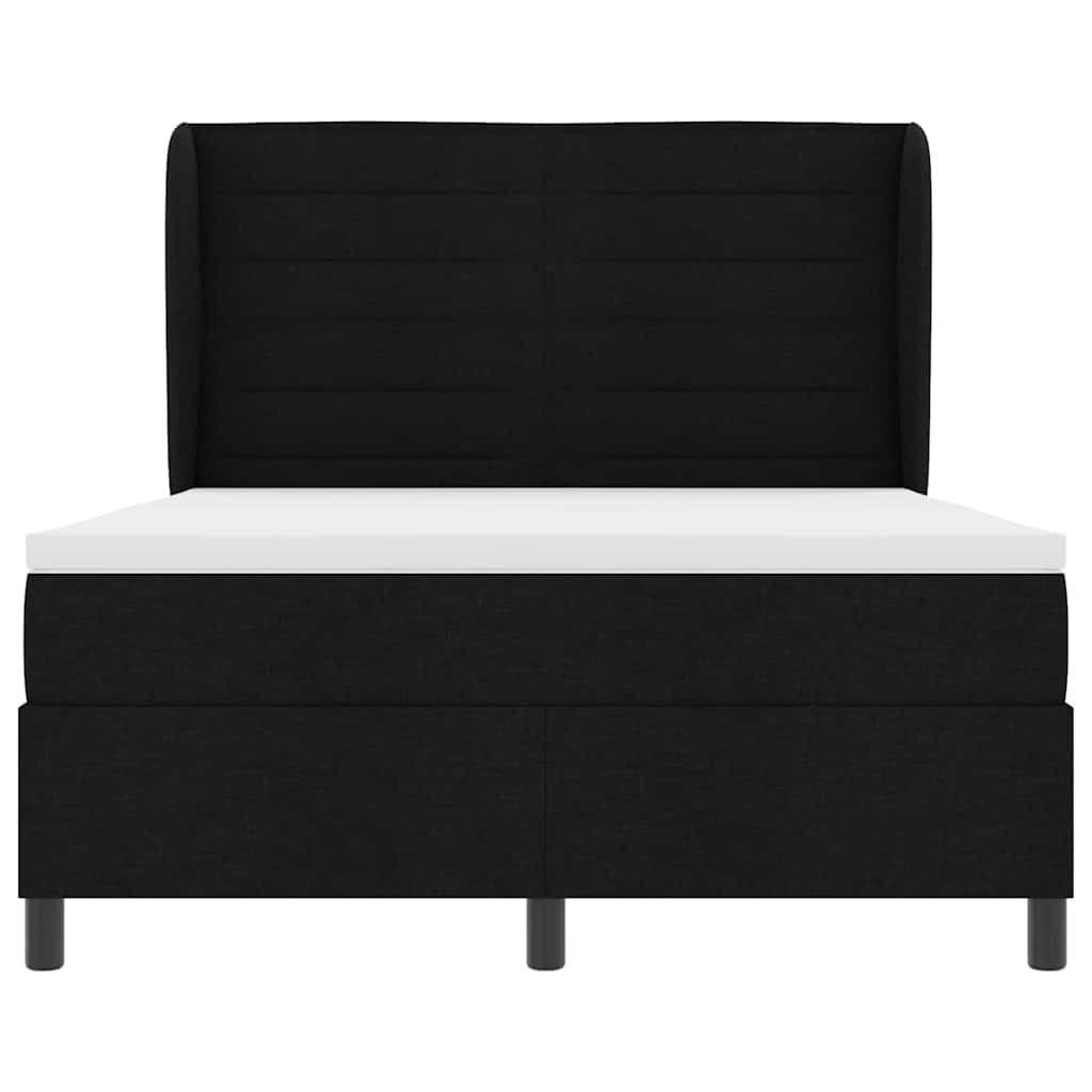 vidaXL Łóżko sprężynowe z materacem Czarny 140 x 190 cm tkanina