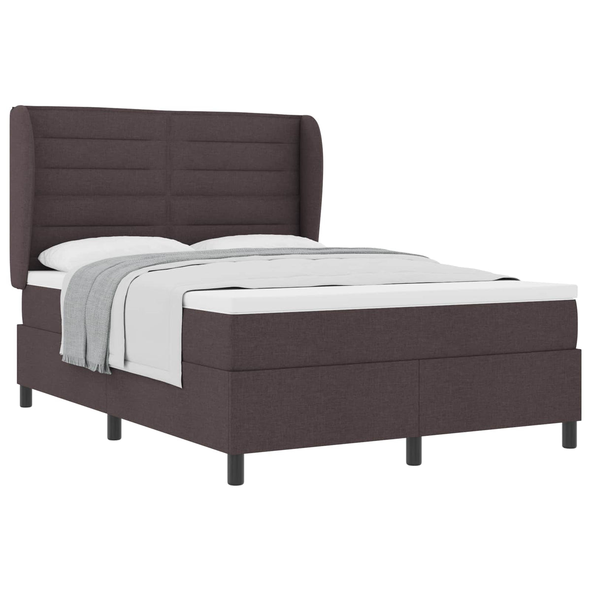 vidaXL Łóżko sprężynowe z materacem ciemnobrązowy 140 x 190 cm tkanina