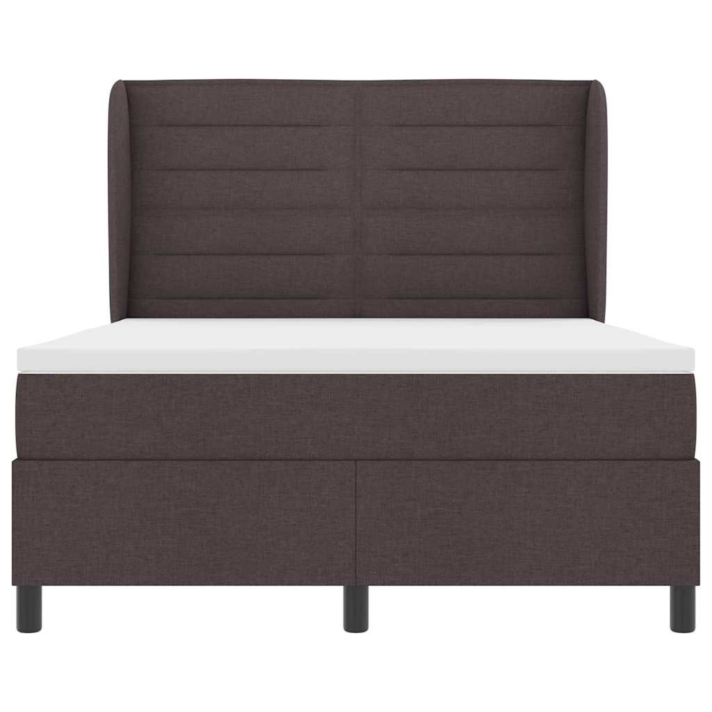 vidaXL Łóżko sprężynowe z materacem ciemnobrązowy 140 x 190 cm tkanina