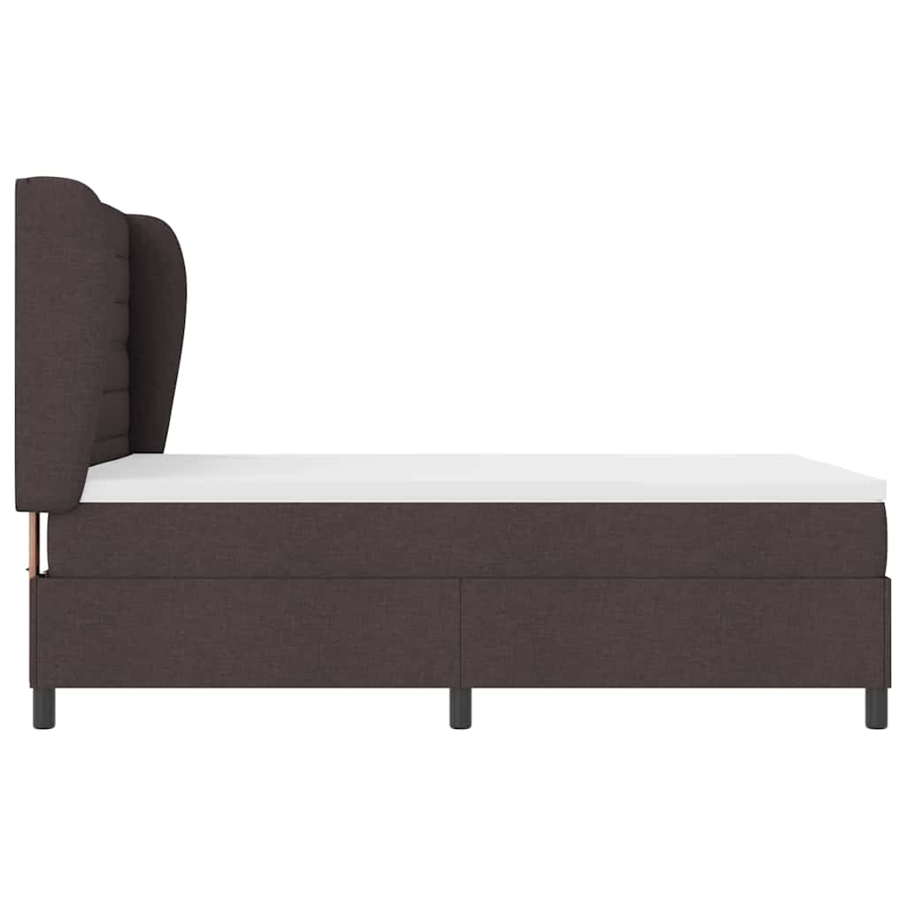 vidaXL Łóżko sprężynowe z materacem ciemnobrązowy 140 x 190 cm tkanina